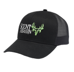 a black hunting hat with full logo of Scent Assassin and Deer Demon